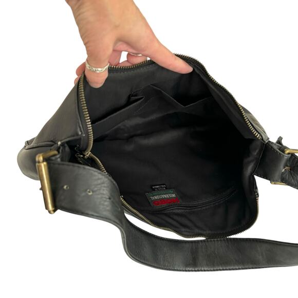 HOBO INTERNATIONAL BLACK LEATHER SHOULDER BAG CASUAL CLASSIC 13"x 8" - Picture 4 of 12